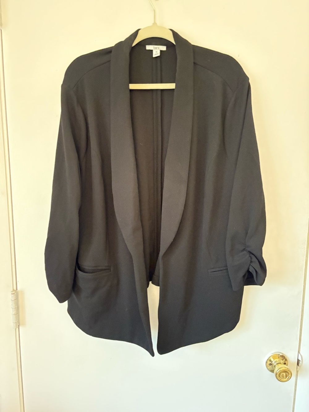 Bar III Black Draped Open-Front Blazer